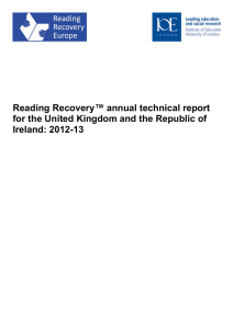 Reading Recovery™ annual technical report Ireland: 2012-13