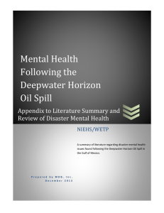 Mental	Health Following	the Deepwater	Horizon Oil	Spill