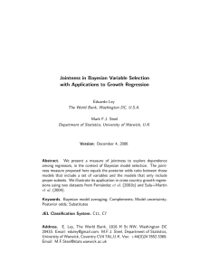 Jointness in Bayesian Variable Selection with Applications to Growth Regression