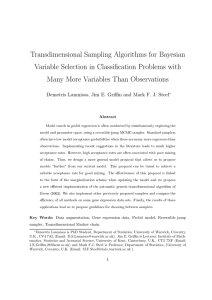 Transdimensional Sampling Algorithms for Bayesian Variable Selection in Classification Problems with