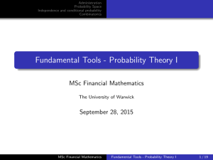 Fundamental Tools - Probability Theory I MSc Financial Mathematics September 28, 2015