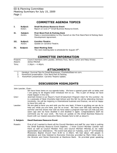 COMMITTEE AGENDA TOPICS ED &amp; Planning Committee Page 1