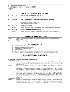 COMMITTEE AGENDA TOPICS ED &amp; Planning Committee Page 1