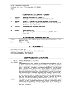 COMMITTEE AGENDA TOPICS ED &amp; Planning Committee Page 1