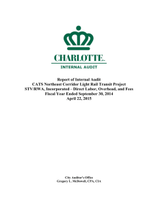Report of Internal Audit CATS Northeast Corridor Light Rail Transit Project