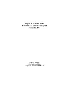Report of Internal Audit Business Tax Follow-Up Report March 13, 2014