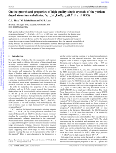 On the growth and properties of high quality single crystals... doped strontium cobaltates, Y