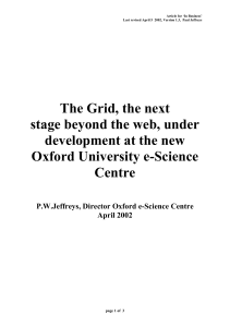 The Grid, the next stage beyond the web, under