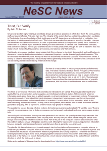NeSC News Trust, But Verify By Iain Coleman Issue 60 May 2008