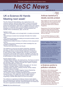 NeSC News UK e-Science All Hands Meeting next week! Anthrax bacterium’s
