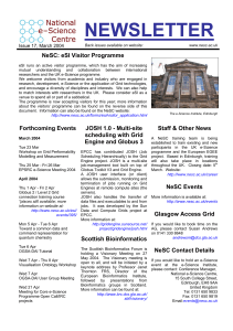 NEWSLETTER  NeSC: eSI Visitor Programme Issue 17, March 2004