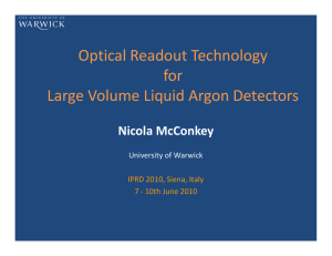Optical Readout Technology  for  Large Volume Liquid Argon Detectors Nicola McConkey