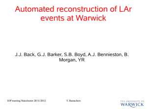 Automated reconstruction of LAr events at Warwick Morgan, YR