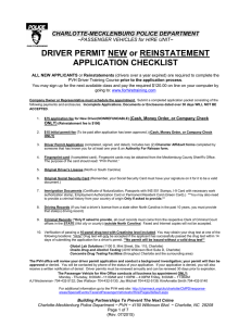 DRIVER PERMIT NEW or REINSTATEMENT APPLICATION CHECKLIST  CHARLOTTE-MECKLENBURG POLICE DEPARTMENT