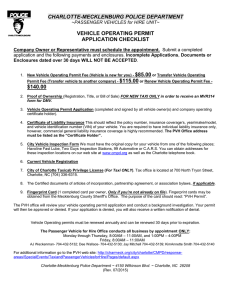 CHARLOTTE-MECKLENBURG POLICE DEPARTMENT VEHICLE OPERATING PERMIT APPLICATION CHECKLIST $85.00