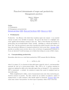 Firm-level determinants of wages and productivity: Management practices Heidi L. Williams MIT 14.662
