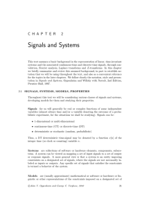 Signals and Systems C H A P T E R 2