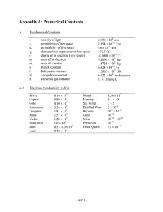 Appendix A:  Numerical Constants