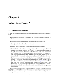 What is a Proof? Chapter 1 1.1  Mathematical Proofs