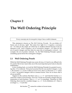 The Well Ordering Principle Chapter 2