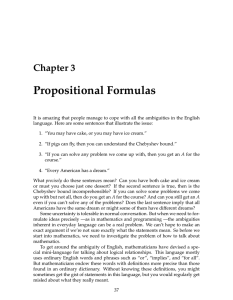 Propositional Formulas Chapter 3