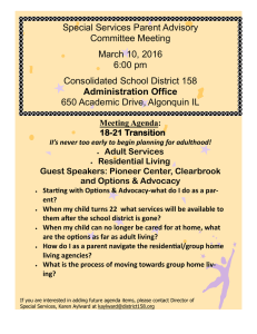 Special Services Parent Advisory Committee Meeting March 10, 2016 6:00 pm
