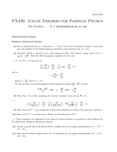 PX430: Gauge Theories for Particle Physics Tim Gershon () Selected worked answers