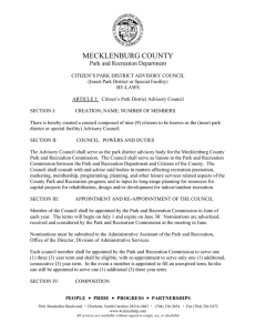 MECKLENBURG COUNTY Park and Recreation Department