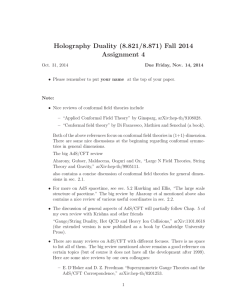 Holography Duality (8.821/8.871) Fall 2014 Assignment 4