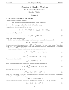 Chapter 3: Duality Toolbox MIT OpenCourseWare Lecture Notes Hong Liu, Fall 2014