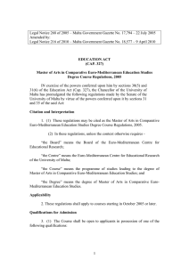 Legal Notice 268 of 2005 – Malta Government Gazette No.... Amended by: