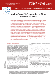 Policy Notes 2009/11 Africa-China-EU Cooperation in Africa Prospects and Pitfalls