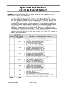 Questions and Answers March 21 Budget Retreat