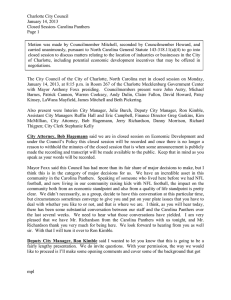 Charlotte City Council January 14, 2013 Closed Session- Carolina Panthers Page 1