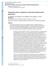 Dynamical control: comparison of map and continuous flow approaches