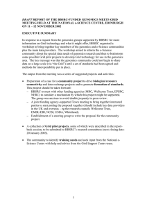 In response to a request from the genomics groups supported... information on Grid technology and what it might offer, BBSRC... DRAFT