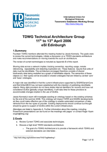 TDWG Technical Architecture Group 11 to 13 April 2006