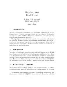HackLatt 2006 Final Report 1 Introduction