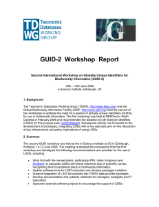 GUID-2  Workshop  Report Biodiversity Informatics (GUID-2)