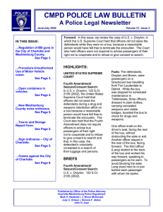 CMPD POLICE LAW BULLETIN A Police Legal Newsletter IN THIS ISSUE: