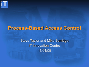 Process-Based Access Control Steve Taylor and Mike Surridge IT Innovation Centre 11/04/05