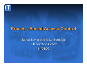 Process - Based Access Control Steve Taylor and Mike Surridge