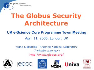 The Globus Security Architecture UK e-Science Core Programme Town Meeting
