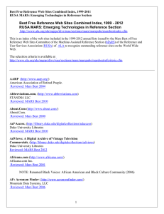 Best Free Reference Web Sites Combined Index, 1999-2011