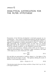 ANALYTICAL  JUSTIFICATION FOR THE  FILTER  HYPOTHESIS1