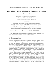 The Solitary Wave Solutions of Zoomeron Equation