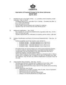 Description of Proposed Changes to the Noise Ordinances Second Draft