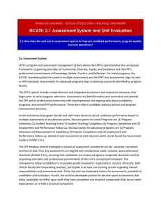 NCATE: 2.1 Assessment System and Unit Evaluation