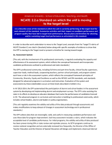 NCATE: 2.2.a Standard on which the unit is moving