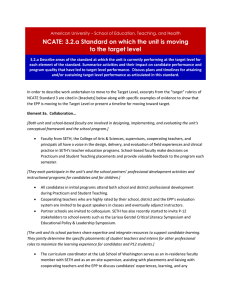NCATE: 3.2.a Standard on which the unit is moving